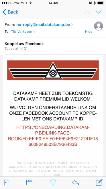 Email om Premium te worden